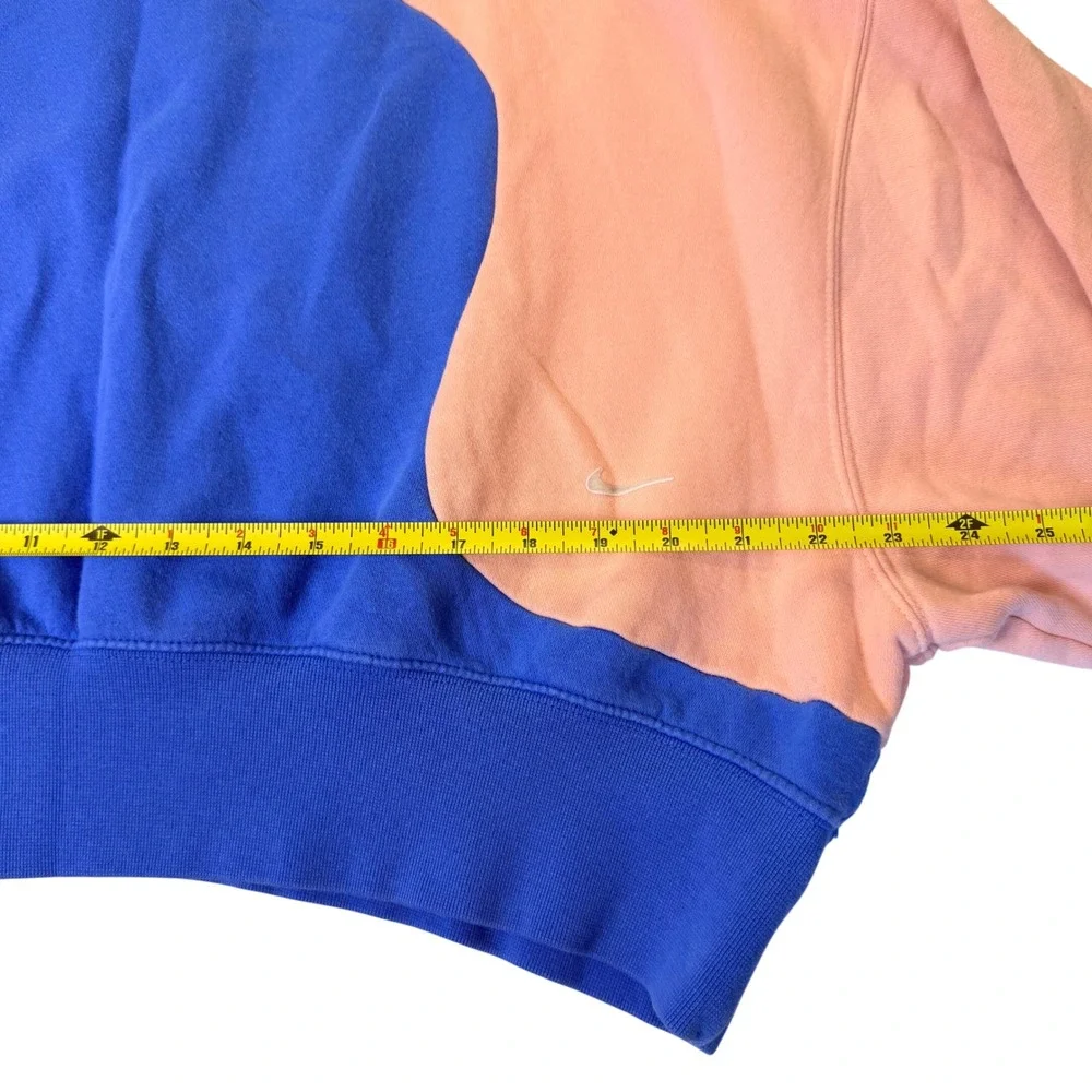 Nike Sportswear WomenXS Colorblock Cropped Boxy Sweatshirt Peach Blue DV0026-697